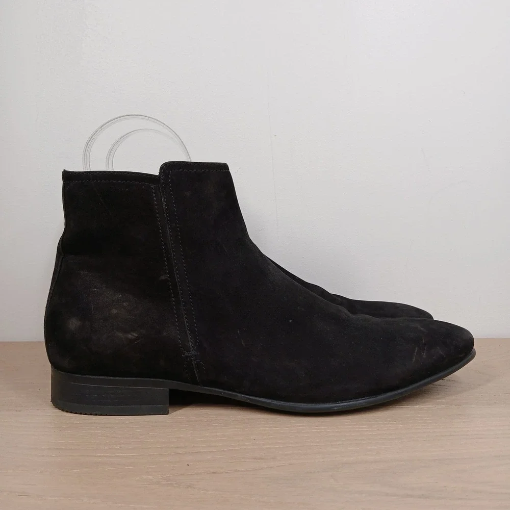 ALDO Ankle Boots Men's US 10 Black Suede Chelsea Side Zip Dress Booties